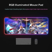 Eco-friendly 80x30cm Genshin Impact Glowing RGB LED Mouse Pad 4mm Thickness for Gaming Keyboard USB Anti-slip Rubber Base Desk Mat